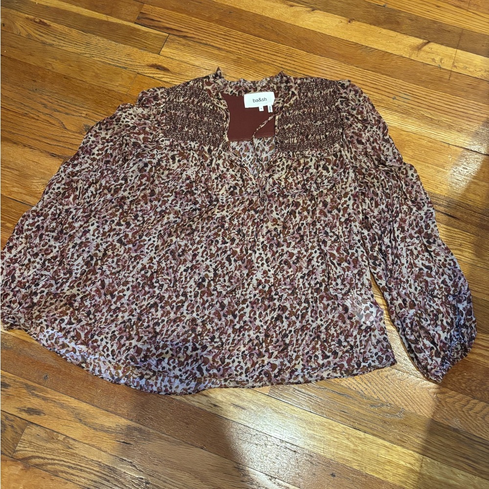 ba&sh Women's Red and Brown Patterned Blouse